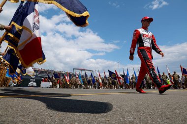 NASCAR Cup Serisi Sürücüsü Harrison Burton (21), Long Pond PA 'daki Pocono Hipodromu' nda HighPoint.com 400 için tanıtıldı..