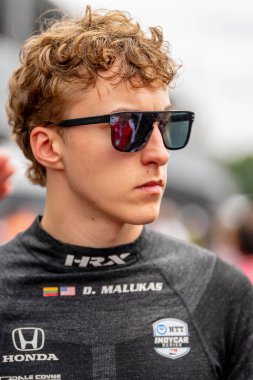 Şikago, Illinois 'den INDYCAR Serisi sürücüsü DAVID MALUKAS (18), Nashville, Nashville sokaklarında düzenlenen Big Machine Music City Grand Prix için pratik yapmaya hazırlanıyor..