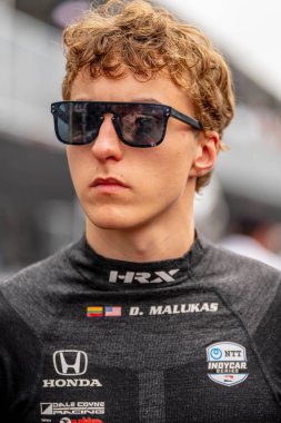 Şikago, Illinois 'den INDYCAR Serisi sürücüsü DAVID MALUKAS (18), Nashville, Nashville sokaklarında düzenlenen Big Machine Music City Grand Prix için pratik yapmaya hazırlanıyor..