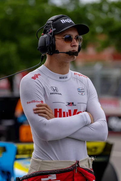Conductor Serie Indycar Christian Lungaard Hedensted Dinamarca Prepara Para Practicar — Foto de Stock
