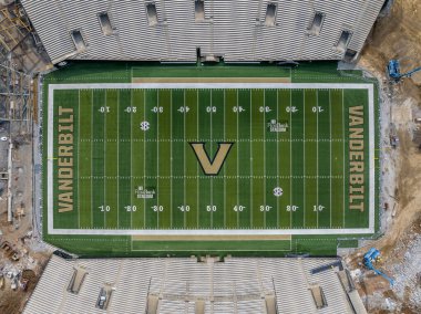 Nashville Tennessee 'deki Vanderbilt Üniversitesi kampüsündeki First Bank Stadyumu' nun hava manzarası 