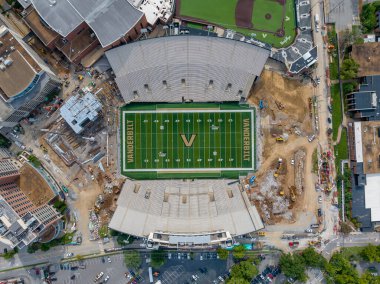Nashville Tennessee 'deki Vanderbilt Üniversitesi kampüsündeki First Bank Stadyumu' nun hava manzarası 