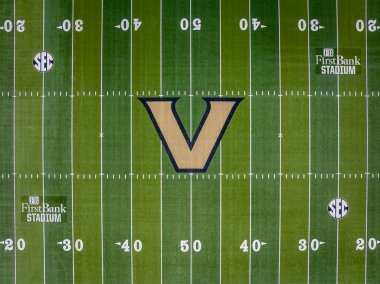 Nashville Tennessee 'deki Vanderbilt Üniversitesi kampüsündeki First Bank Stadyumu' nun hava manzarası 