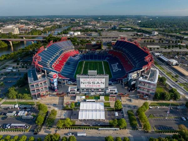 stock image Aerial view of Nissan Stadium, home of the NFLs Tennessee Titans.  