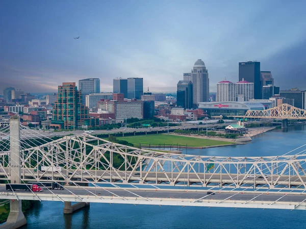 Uitzicht Vanuit Lucht Stad Louisville Kentucky Aan Ohio River — Stockfoto