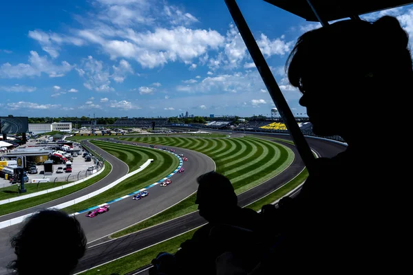 stock image Fans watch all the race action during the Gallagher Grand Prix at the Indianapolis Motor Speedway in Indianapolis, IN, USA.