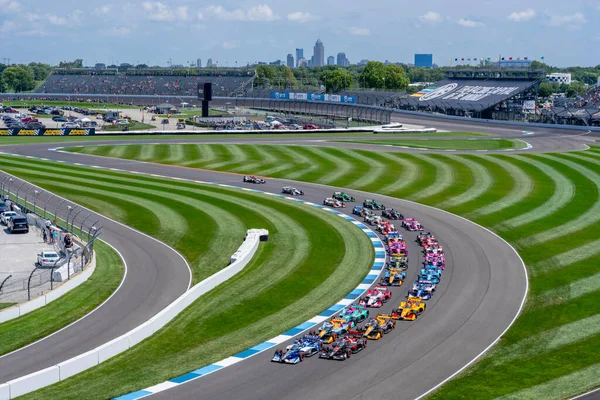 Поле Серії Indycar Зайняло Зелений Прапор Гран Прі Галлахера Indianapolis — стокове фото