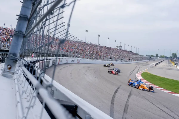 stock image INDYCAR Series driver, SCOTT DIXON (9) of Auckland, New Zealand, wins the Bommarito Automotive Group 500 at World Wide Technology Raceway in Madison, IL.