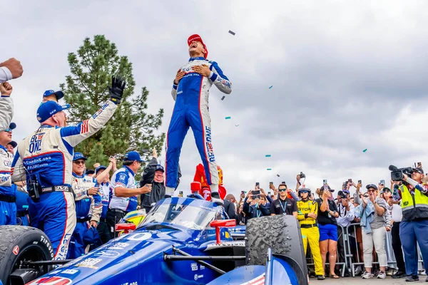 stock image INDYCAR Series driver, ALEX PALOU (10) of Barcelona, Spain, wins the Bitnile.com Grand Prix of Portland and clinches the championship at Portland International Raceway in Portland, OR.