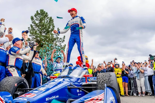 Stock image Sep 03, 2023-Portland, OR:  INDYCAR Series driver, ALEX PALOU (10) of Barcelona, Spain, wins the Bitnile.com Grand Prix of Portland and clinches the championship at Portland International Raceway in Portland, OR.