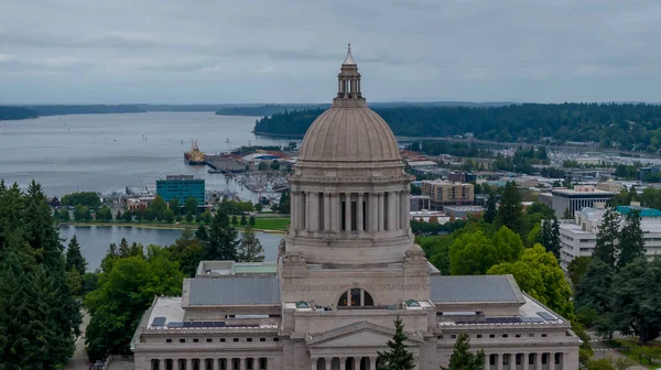 Aerial view of The Washington State Capitol or Legislative Building in Olympia is the home of the government of the state of Washington. default