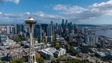 Aşağı Kraliçe Anne Mahallesi 'nde Seattle Uzay Şırıngası Hava Görüntüsü.