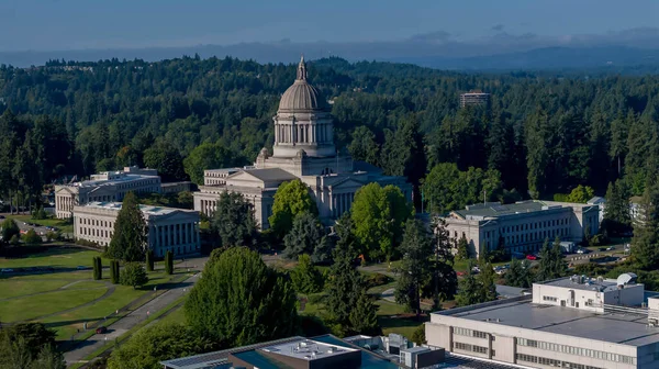 Aerial view of The Washington State Capitol or Legislative Building in Olympia is the home of the government of the state of Washington.