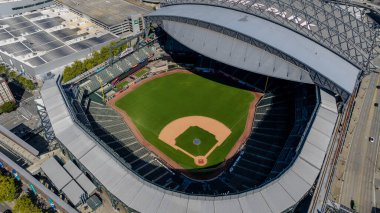 Sep 05, 2023-Seattle, WA: Büyük Beyzbol Ligi, Seattle Mariners 'ın evi T-Mobile Park' ın Hava Görüntüsü.