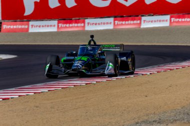 INDYCAR Serisi sürücüsü, AGUSTIN HUGO CANAPINO (R) (78) Arrecifes, Arjantin, Monterey 'deki WeatherTech Raceway Laguna Seca' da düzenlenen Firestone Grand Prix tatbikatı sırasında dönüşler boyunca seyahat eder..