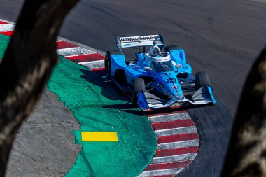 INDYCAR Serisi sürücüsü, Toronto, Kanada 'dan DEVLIN DeFRANCESCO (29), Monterey' deki WeatherTech Raceway Laguna Seca 'da düzenlenen Firestone Grand Prix tatbikatı sırasında virajlardan geçiyor..