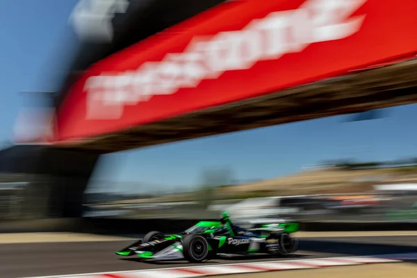 stock image INDYCAR Series driver, CALLUM ILOTT (77) of Cambridge, Cambridgeshire, England, travels through the turns during a practice session for the Firestone Grand Prix of Monterey at WeatherTech Raceway Laguna Seca in Monterey CA.