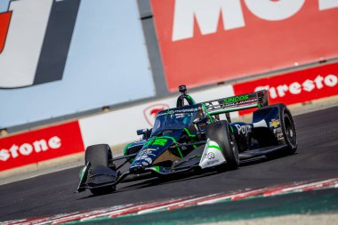 INDYCAR Serisi sürücüsü, AGUSTIN HUGO CANAPINO (R) (78) Arrecifes, Arjantin, Monterey 'deki WeatherTech Raceway Laguna Seca' da düzenlenen Firestone Grand Prix tatbikatı sırasında dönüşler boyunca seyahat eder..