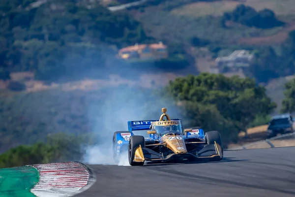 stock image INDYCAR Series driver, RYAN HUNTER-REAY (20) of Ft. Lauderdale, Florida, travels through the turns during a practice session for the Firestone Grand Prix of Monterey at WeatherTech Raceway Laguna Seca in Monterey CA.