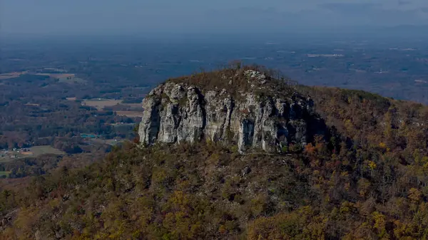 Aerial view Pilot Mountain in the U.S. state of North Carolina