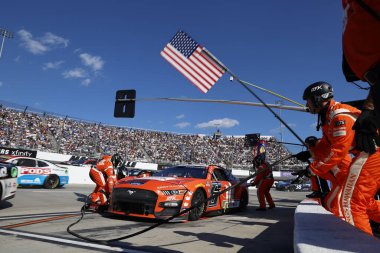 NASCAR Kupa Serisi Sürücüsü Brad Keselowski (6), Ridgeway VA 'daki Martinsville Speedway' de Xfinity 500 için mola verdi..