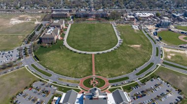 20 Mar, 2024-Kannapolis, NC; Aerial view: Kannapolis, NC - banliyö Charlotte, Kannapolis Cannon Ballers, Earnhardt race family, Haas F1 HQ, & NC Research Campus.