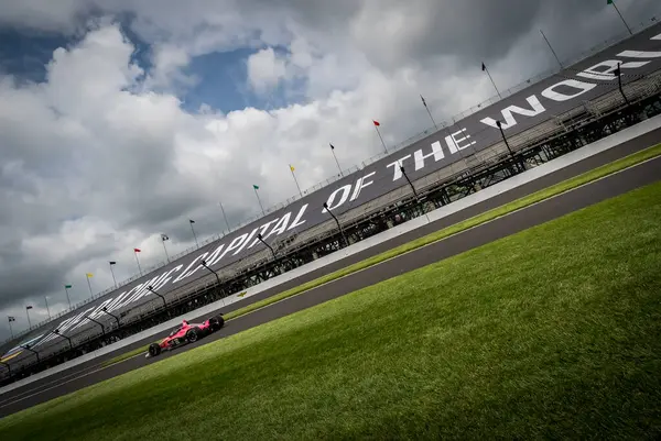 stock image KATHERINE LEGGE (51) of Guildford, England comes off turn 3 during a practice for the 108th Running of the Indianapolis 500 at the Indianapolis Motor Speedway in Speedway, IN.