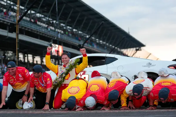 Stock image JOSEF NEWGARDEN (2) of Nashville, Tennessee wins the 108th Running of the Indianapolis 500 at Indianapolis Motor Speedway in Speedway, IN.