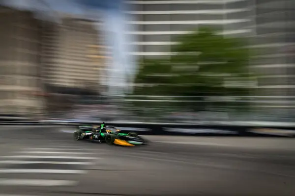 stock image AGUSTIN HUGO CANAPINO (78) of Arrecifes, Argentina travels through turn 3 to qualify for the Detroit Grand Prix on the Streets of Detroit in Detroit, MI.