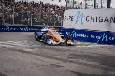 Haziran 2002, 2024-Detroit, MI; NTT INDYCAR SERIES sürücüsü, Auckland, Yeni Zelandalı SCOTT DIXON (9) Detroit Grand Prix 'inde Detroit, MI.