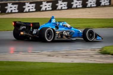 Kopenhag, Danimarka 'dan CHRISTIAN RASMUSSEN (R) (20), Elkhart Gölü' ndeki Road America 'da XPEL Grand Prix' e hak kazandı..