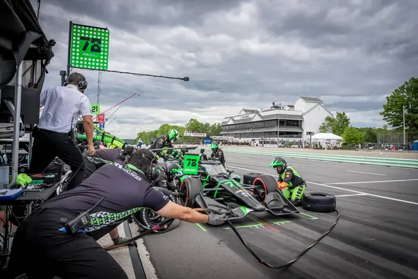 stock image Substitute driver, NOLAN SIEGEL (78) from Palo Alto, California comes down pit road for service during the XPEL Grand Prix at Road America in Elkhart Lake, WI.