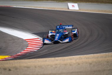 Stockholm 'den LINUS LUNDQVIST (R) (8), İsveç, Salinas, CA' daki WeatherTech Raceway Laguna Seca 'da Monterey' in Firestone Grand Prix 'si için pratik yapıyor..