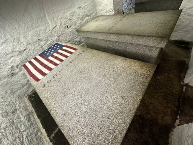 The burial tomb of 2nd U.S. President John Adams at United First Parish Church in Quincy, MA, a National Historic Landmark, houses the crypt of John Adams, John Quincy Adams, and their wives. clipart