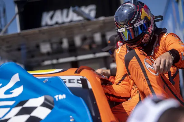 stock image Shane van Gisbergen takes to the track to practice for the HyVee Perks 250 in Newton, IA, USA