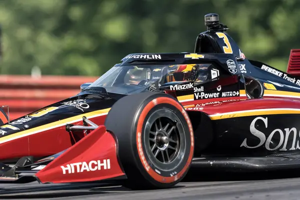 stock image SCOTT MCLAUGHLIN (3) of Christchurch, New Zealand practices for the Honda Indy 200 at Mid-Ohio Sports Car Course in Lexington, OH.