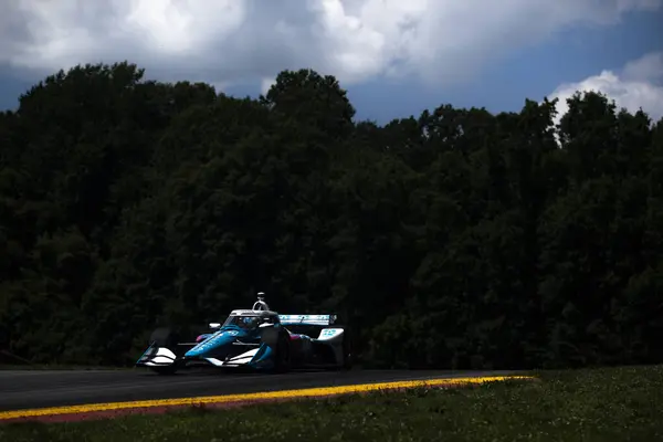 stock image JOSEF NEWGARDEN (2) of Nashville, Tennessee drives on track the Honda Indy 200 at Mid-Ohio at the Mid-Ohio Sports Car Course in Lexington OH.