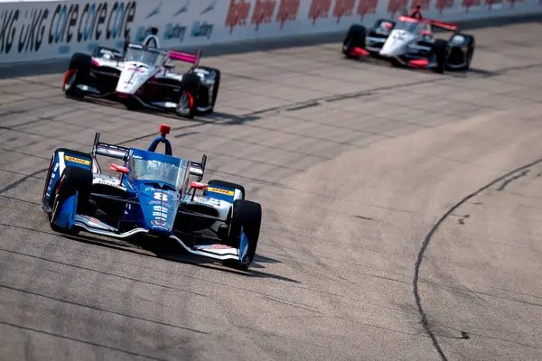 stock image LINUS LUNDQVIST (R) (8) of Stockholm, Sweden practices for the Hy-Vee Homefront 250 at Iowa Speedway in Newton, IA.