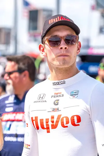 stock image CHRISTIAN LUNGAARD (45) of Hedensted, Denmark prepares to qualify for the Hy-Vee Homefront 250 at the Iowa Speedway in Newton, IA.