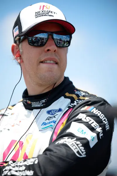 stock image Brad Keselowski takes to the track to practice for the The Great American Getaway 400 Presented by VISITPA.com in Long Pond, PA, USA