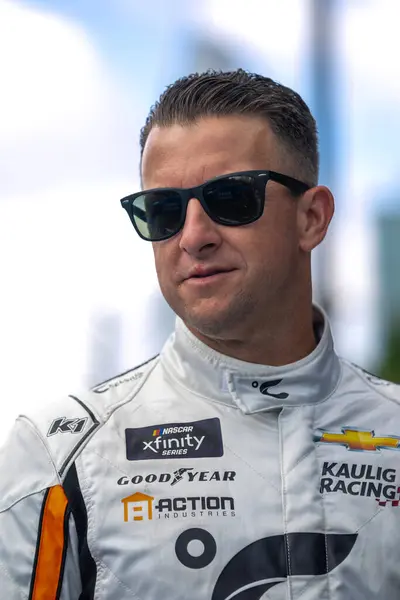 stock image NASCAR Xfinity Series driver, AJ Allmendinger takes to the track to practice for the The Loop 110 in Chicago, IL, USA