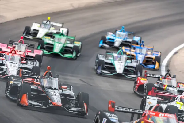 stock image NTT INDYCAR SERIES driver, SANTINO FERRUCCI (14) of Woodbury, Connecticut races through the turns during the Hy-Vee One Step 250 at Iowa Speedway in Newton, IA.