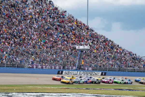 stock image NASCAR Cup Series  driver, Brad Keselowski races for position for the Ally 400 in Lebanon, TN, USA