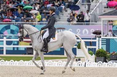 ESTEVAN BENITEZ VALLE (ESP) rides UTRERA AA 351 in the Equestrian Eventing Individual Dressage at the Chateau de Versailles Paris Olympics 2024 in Versailles, France. clipart