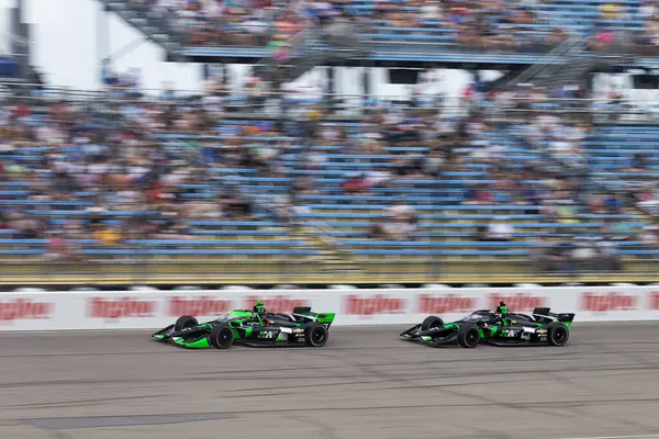 Stock image ROMAIN GROSJEAN (77) of Geneva, Switzerland drives on track during the Hy-Vee One Step 250 at the Iowa Speedway in Newton IA.