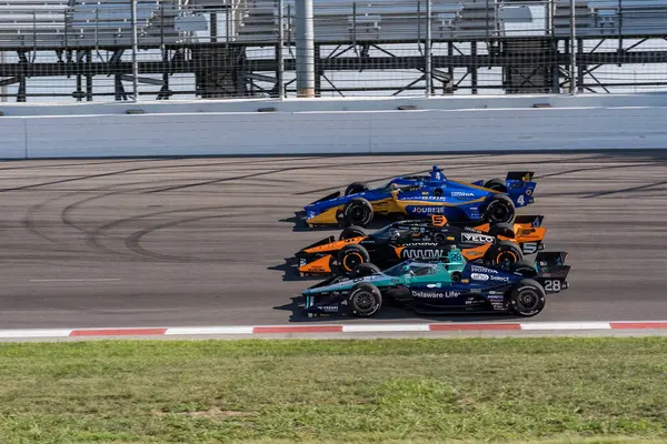 stock image NTT INDYCAR SERIES driver, COLTON HERTA (26) (USA) of Valencia, California races through the turns during the Bommarito Automotive Group 500 at World Wide Technology Raceway in Madison, IL.