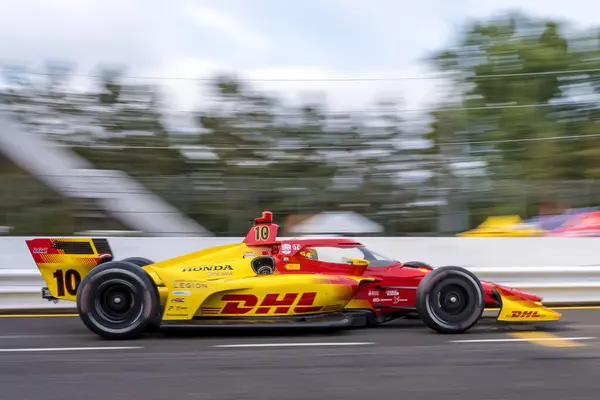 stock image ALEX PALOU (10) (ESP) of Barcelona, Spain comes off pit road during a practice session for the Bitnile.com Grand Prix of Portland at Portland International Raceway in Portland, OR.