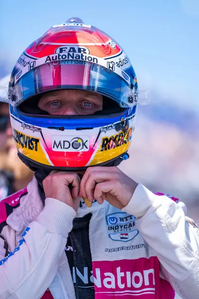 stock image FELIX ROSENQVIST (60) (SWE) of Varnamo, Sweden prepares to qualify for the Hy-Vee Milwaukee Mile 250's at the The Milwaukee Mile in West Allis, WI.