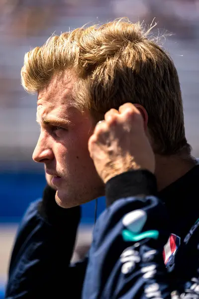 stock image MARCUS ERICSSON (28) (SWE) of Kumla, Sweden prepares to qualify for the Hy-Vee Milwaukee Mile 250's at the The Milwaukee Mile in West Allis, WI.