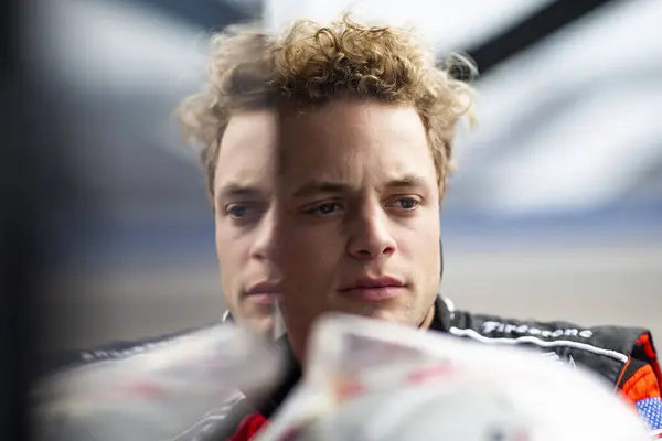 stock image SANTINO FERRUCCI (14) (USA) of Woodbury, Connecticut suits up on pit road prior to a practice session for the HyVee Milwaukee Mile 250s at the Milwaukee Mile in West Allis  WI.